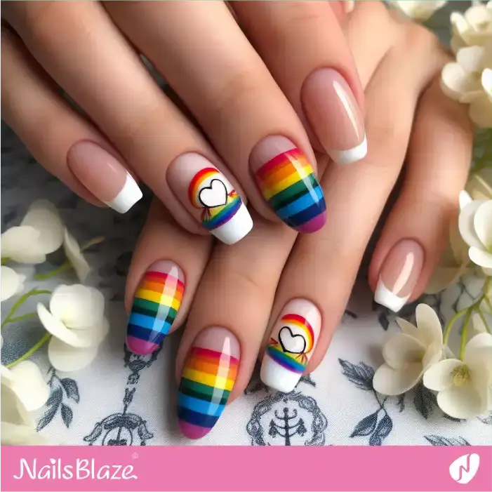 French Nails Rainbow Flag Design | Pride | LGBTQIA2S+ Nails - NB2069